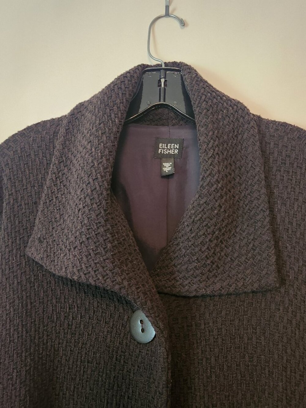 Eileen Fisher Black Textured Knit Jacket